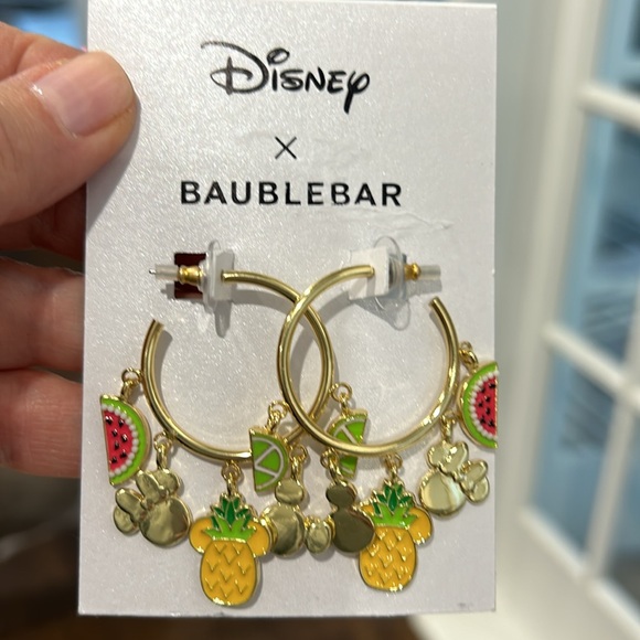 Disney Baublebar Mickey Mouse Enamel
Charm Hoop Earrings Watermelon Lime NWT - Picture 4 of 5